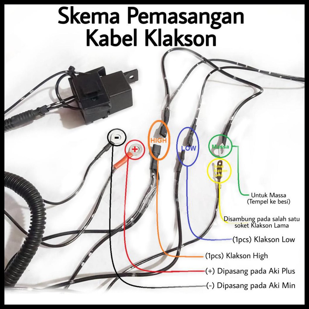 Kabel Relay set Klakson MX 24Volt Universal Untuk Segala Macam Merk Klakson Bosch Hella Denso