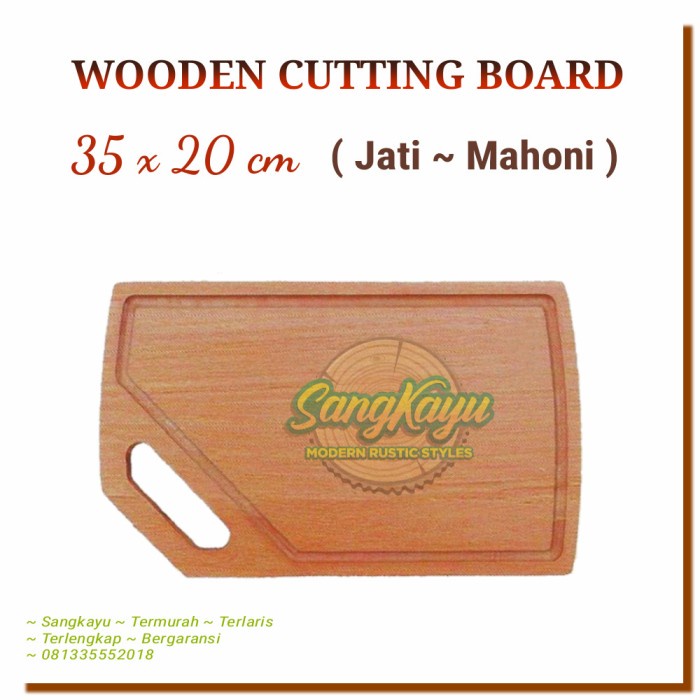 Nampan talenan kayu jati mahoni wooden cutting board line edge 032 - Kayu mahoni