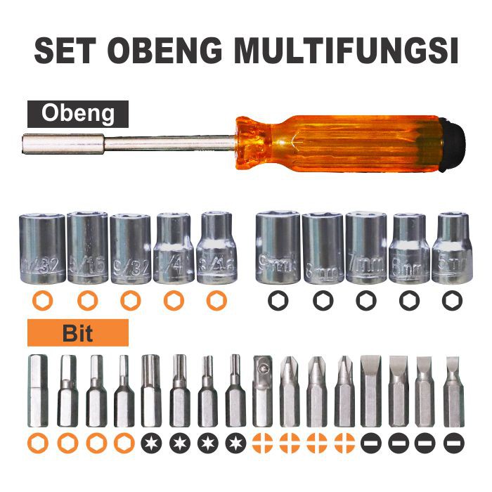 Obeng Set Kunci Sok Screwdriver Socket Bit Tools 28in1 Perlengkapan Peralatan Elektronik Import - GJ-19 - LuckyStar