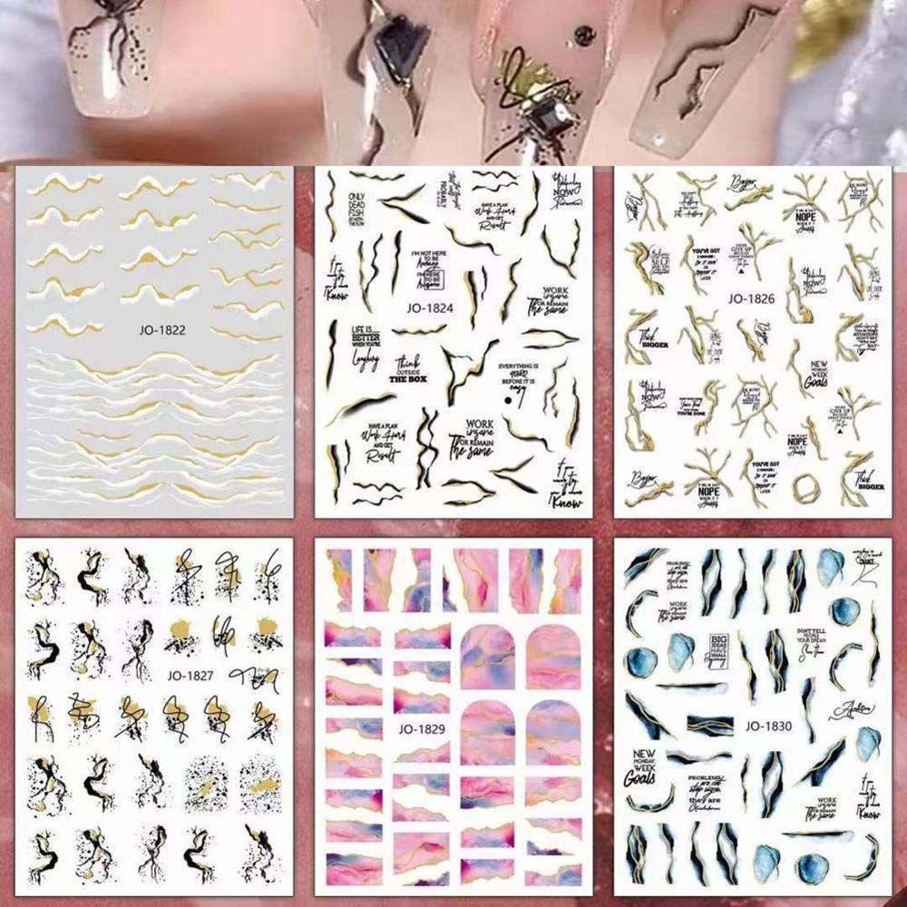 AUGUSTINA Agustina 3D Nail Art sticker 1pc Indah Kuku decal Manicure Aksesoris Pola Marmer Perekat Slider decals DIY Nail Art Dekorasi