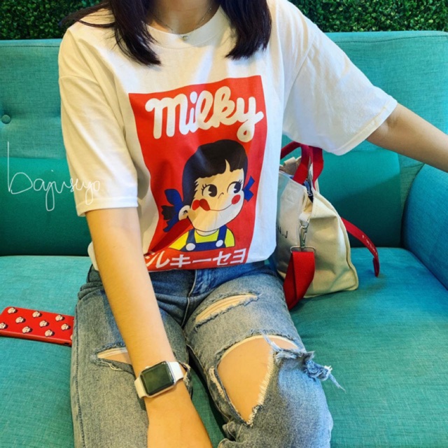 READY STOCK  MILKY PEKO TEE / SHIRT - HOT RED EDITION / kaos peko / tshirt peko
