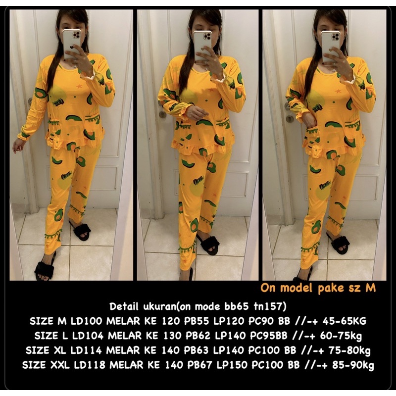 BAJU TIDUR LENGAN PANJANG LEISURE VOGUE DLL KOREA IMPORT CINA WANITA KADO PP PIYAMA REMAJA DEWASA-PPO-009 AVOCADO / XL