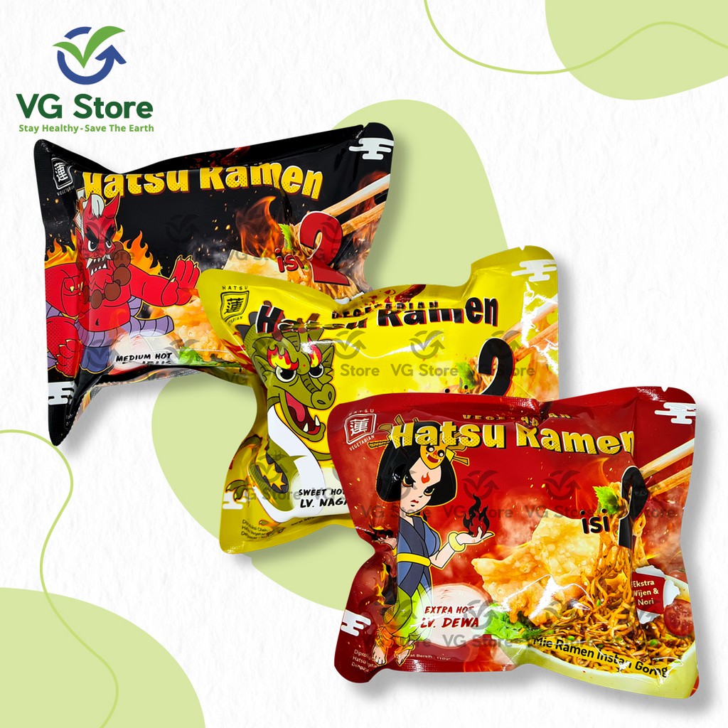 Mie Goreng Hatsu Ramen Isi 2 Vegetarian 110 g Sweet Hot Medium Hot Extra Hot Fried Noodles