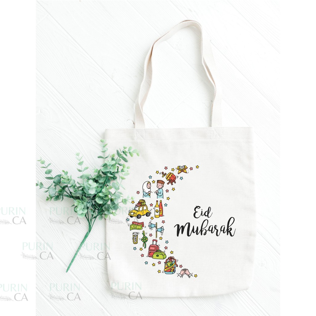 Tote bag Hampers Kanvas Motif Lebaran Eid 2