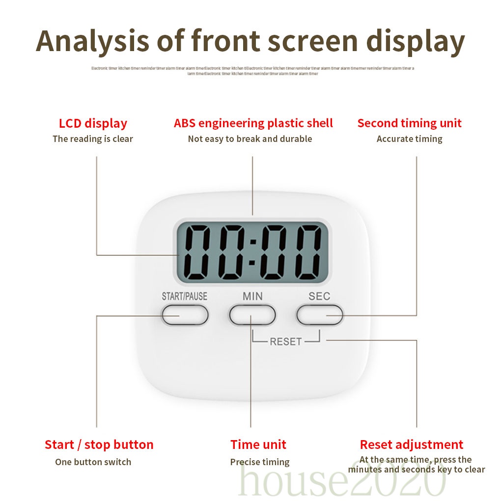 [house2020]Kitchen Timer Cooking Baking LCD Display Countdown Student Lab Digital Timer Home Kitchen Gadget