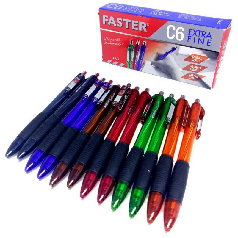 

Pulpen/Bolpen/Ballpoint Cetekan Faster C6 ExtraFine 0.5 HITAM