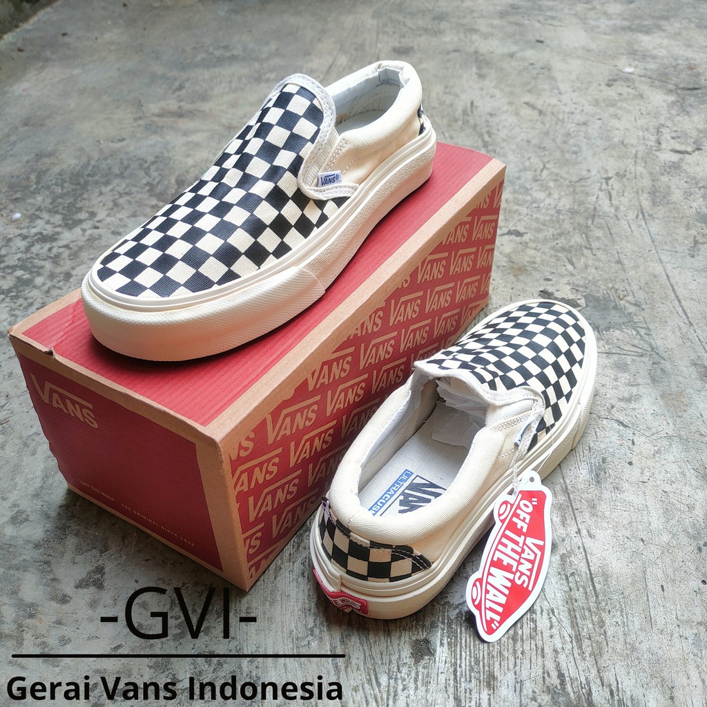 (GRATISSS!!!) VANS SLIP ON OG CHECKERBOARD BLACK WHITE WAFFLE DT PREMIUM BNIB-1