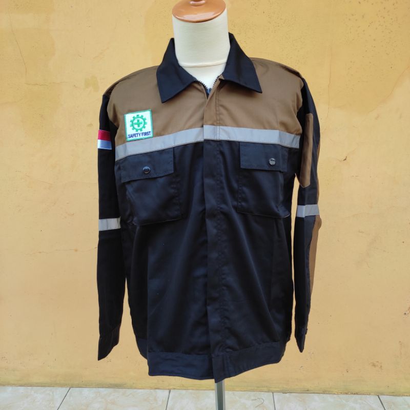 Wearpack Safety Katelpak Atasan Kemeja Kerja Potongan Lengan Panjang Baju Kerja HITAM COKLAT