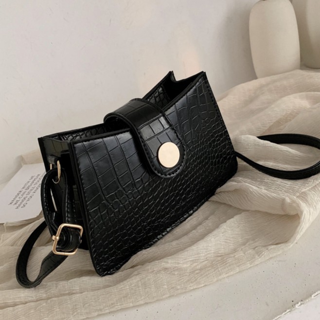 TAS SELEMPANG KECIL KULIT CROCO TA125B5 ZERZA IMPORT KOREA MURAH BRANDED FASHION WANITA HITAM BATAM