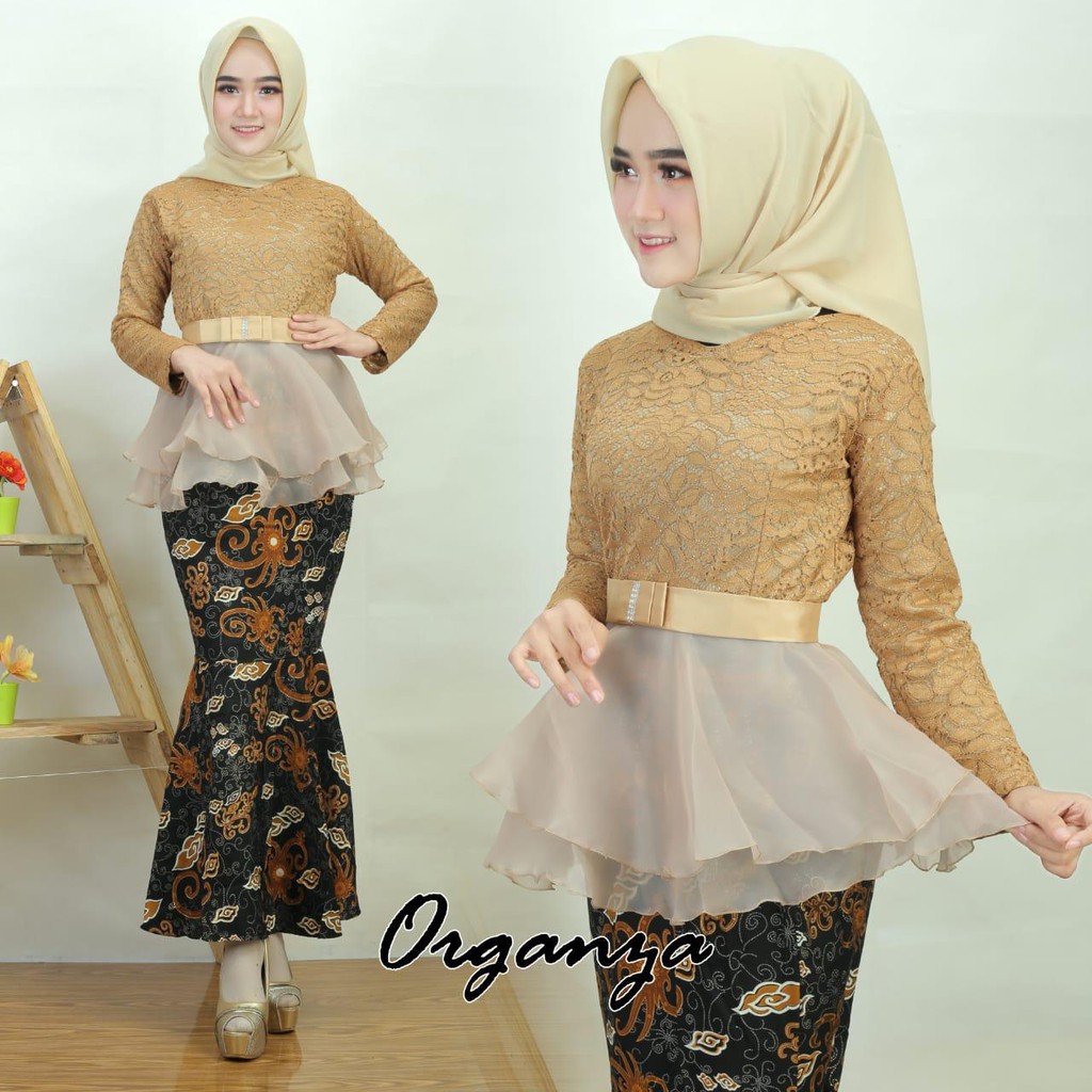 Gamis Batik Kombinasi Organza  Hijab Casual