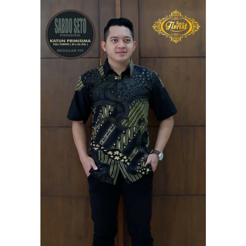 Batik Pendek Eksklusif Kemeja Batik Pria Terbaru Batik Pria Warna Hitam Batik Lapis Furing SETO