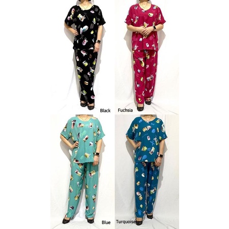 SETELAN BAJU TIDUR/PIYAMA CELANA PANJANG KATUN RAYON