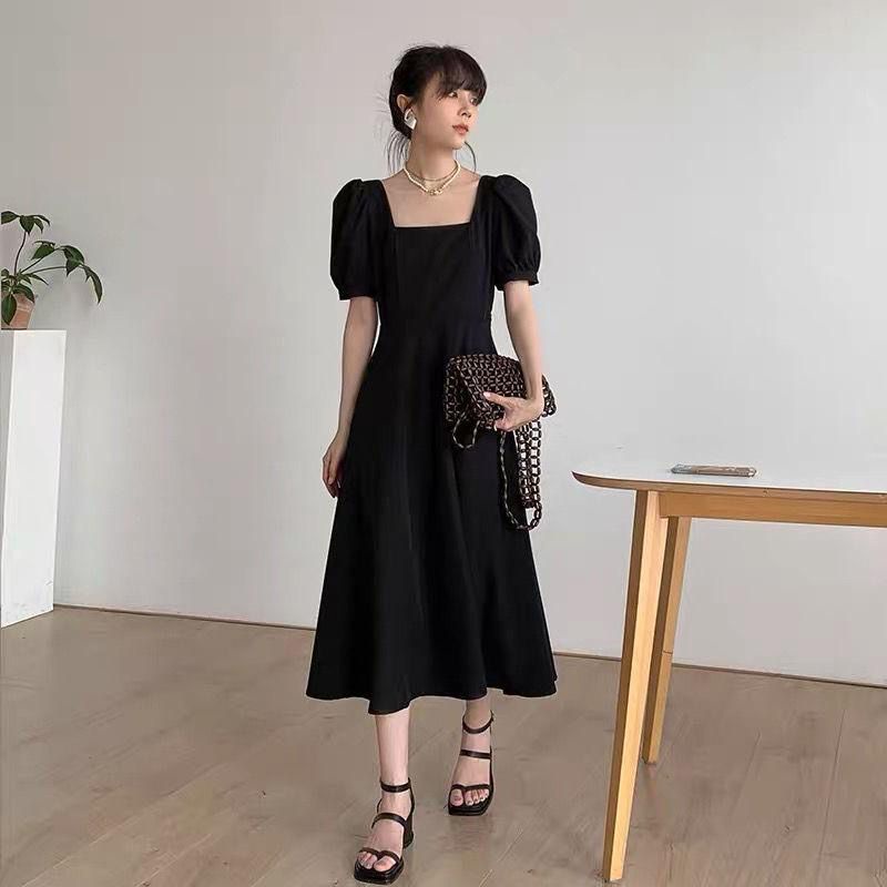 Tq88indonesia Baju Dress Wanita Kekinian / HANJI DRESS / Dress Midi Terbaru / Dress Lengan Pendek