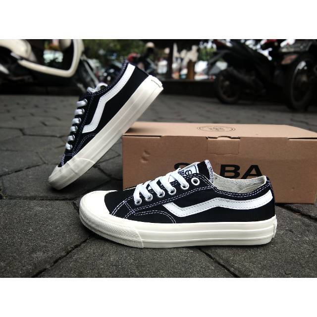 SEPATU SABA VELOZ LOW - BLACK WHITE LOW - Sepatu pria wanita - ORIGINAL TOP SELLER 100%