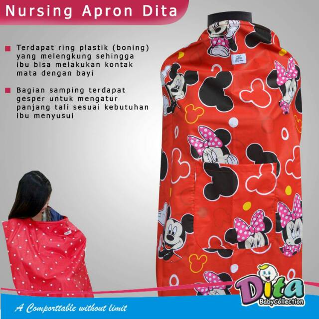 Celemek Menyusui Nursing Apron Dita 1 DAN 2 Lapis Ada kantong apron menyusui penutup menyusui bayi