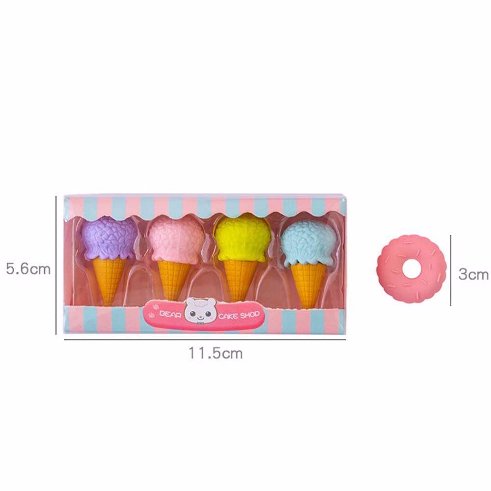 Lanfy Eraser Hadiah Anak Sketsa Lukisan Novelty Dessert Shape Eraser Lollipop Popsicle Perlengkapan Sekolah Ice cream Erasers Set