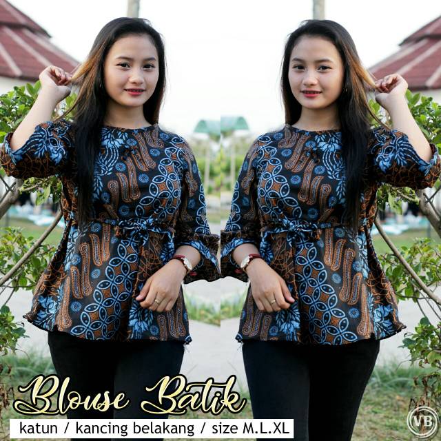 HOT SALE ATASAN BATIK FASHION BATIK BLOUSE BLUS BATIK WANITA KANTORAN SERI LONCENG BATIK CAHAYA