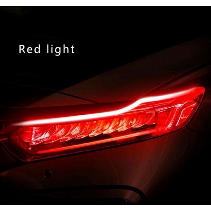lampu Alis LED slim alis DRL fleksibel waterproof 12V uk 30cm 2 mode running motor mobil
