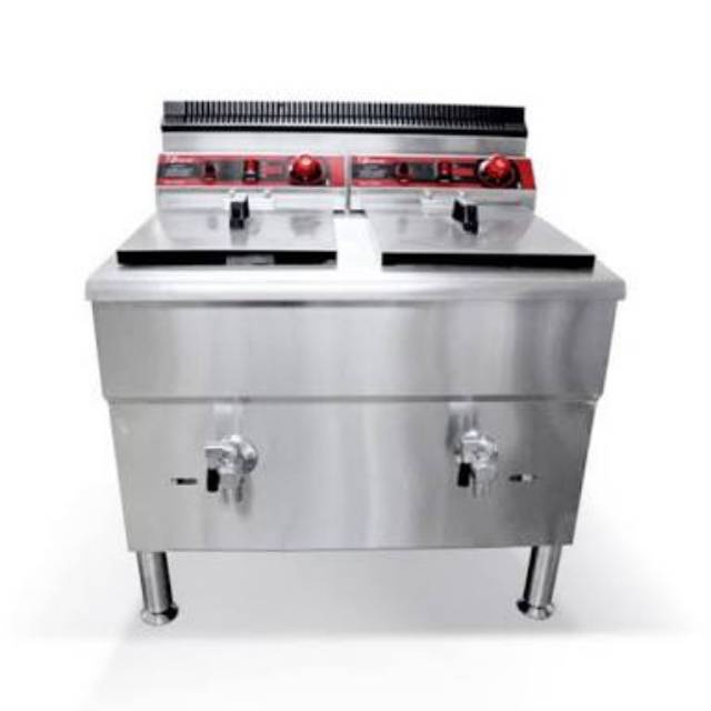 Gas Deep Fryer 2 x 17 liter Thermostat / Penggorengan Gas LPG