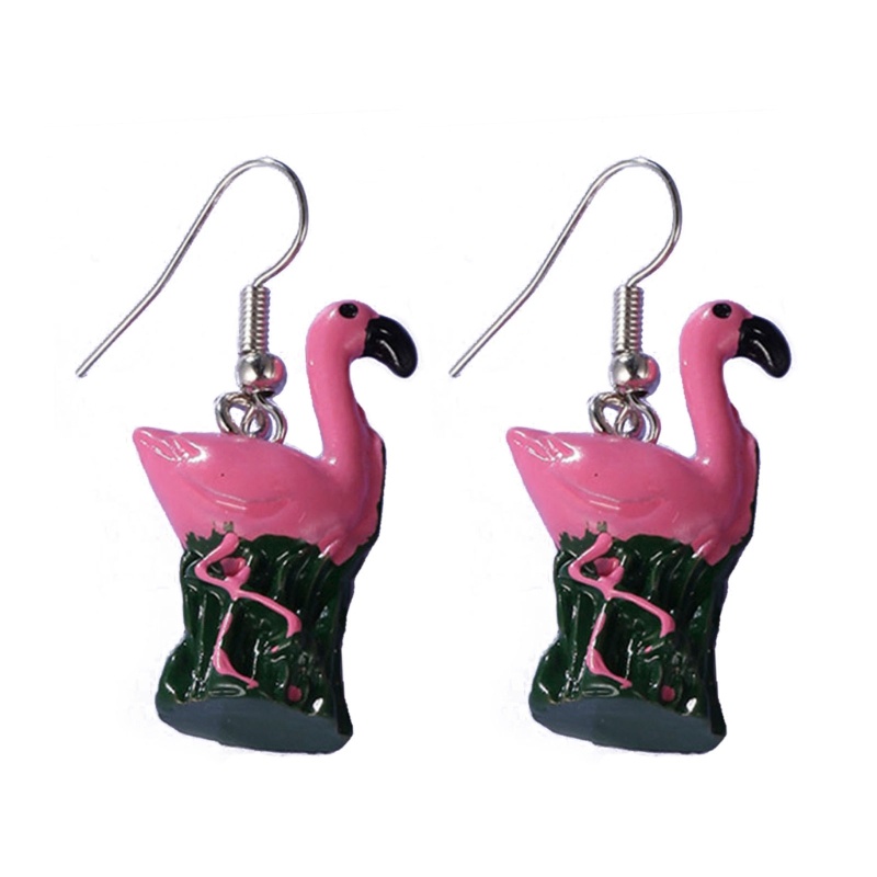 Anting Stud Desain Hewan Buaya Dinosaurus Flamingo Unik Untuk Wanita