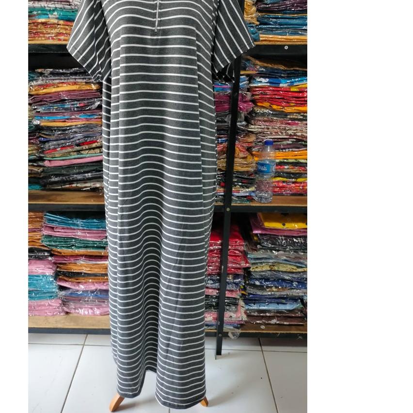 ✭ 8_Shopp Daster Panjang Jumbo Ld 120Cm Salur Kecil ( Realpick ) Daster Gamis Salur Kecil Jumbo Casu