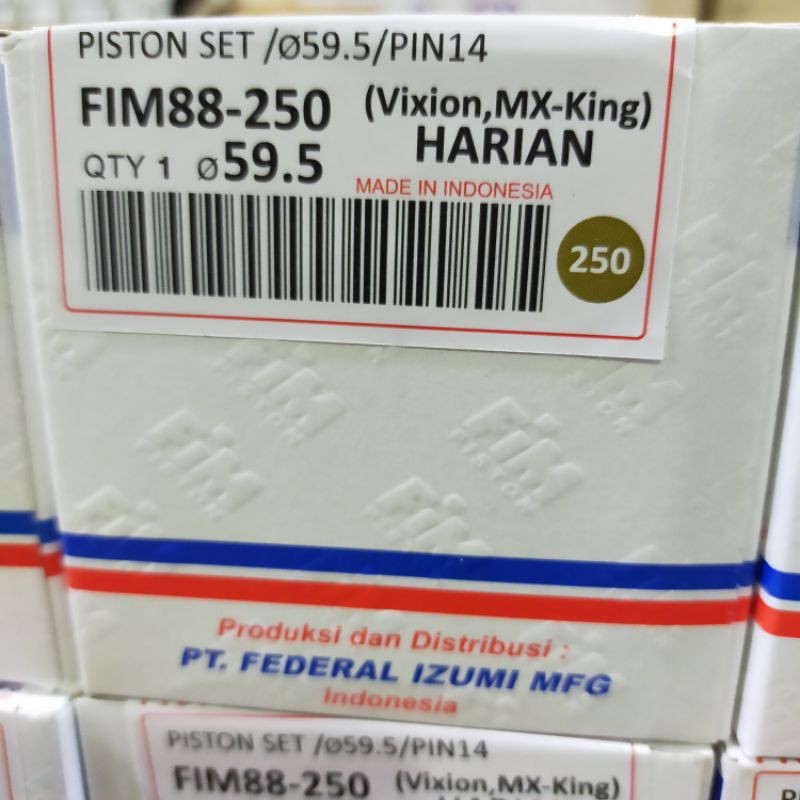 Piston seher kit fim vixion jupiter mx king fim 88 os std 50 100 150 200 250 300 MM PIN 14-OS 250 ( 59,5MM)