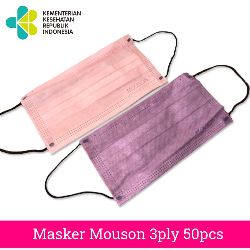 Masker mouson 50pcs 3ply/masker dewasa polos/masker earloop