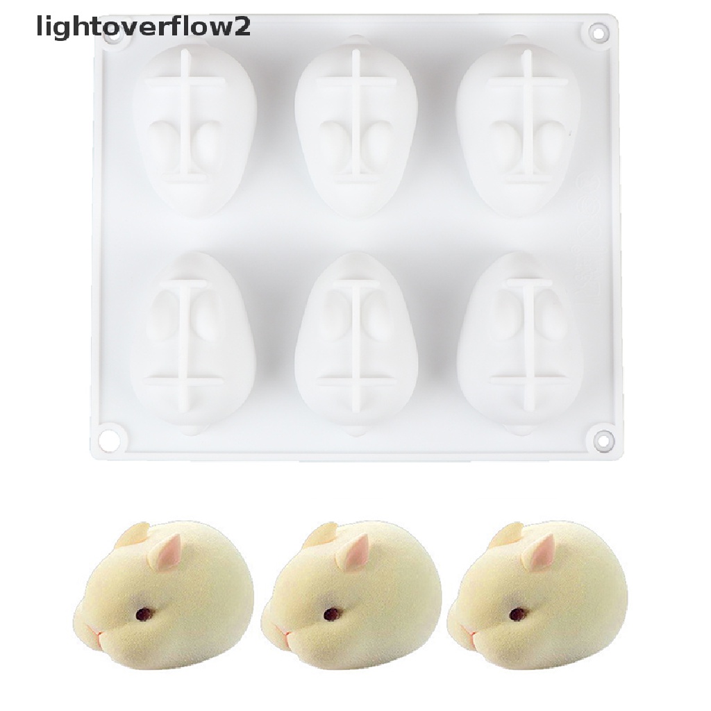 (lightoverflow2) Cetakan Kue Mousse Bentuk Kelinci 3D Bahan Silikon 6 Bentuk