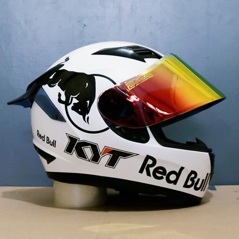 HELM KYT R10 WHITE PAKET GANTENG RED BULL