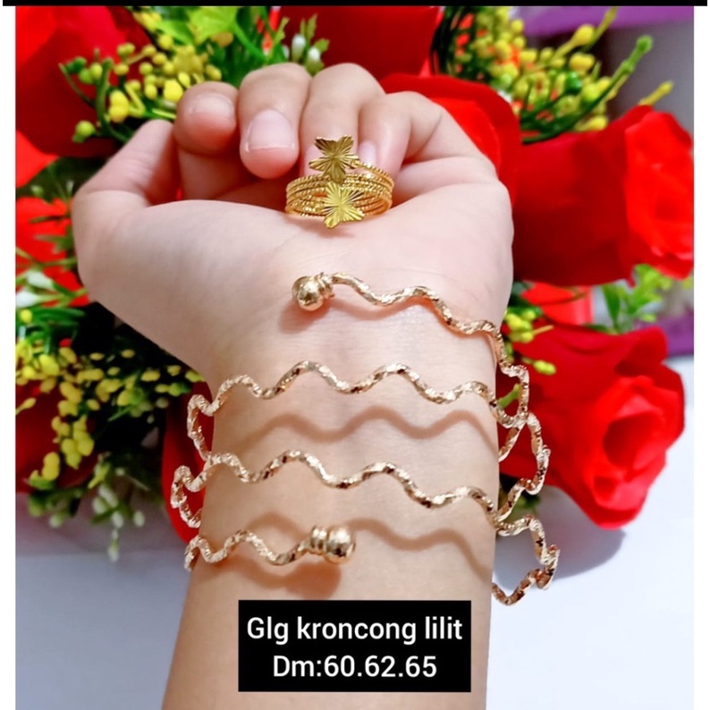 Gelang keroncong TITANIUM isi 6 free cincin