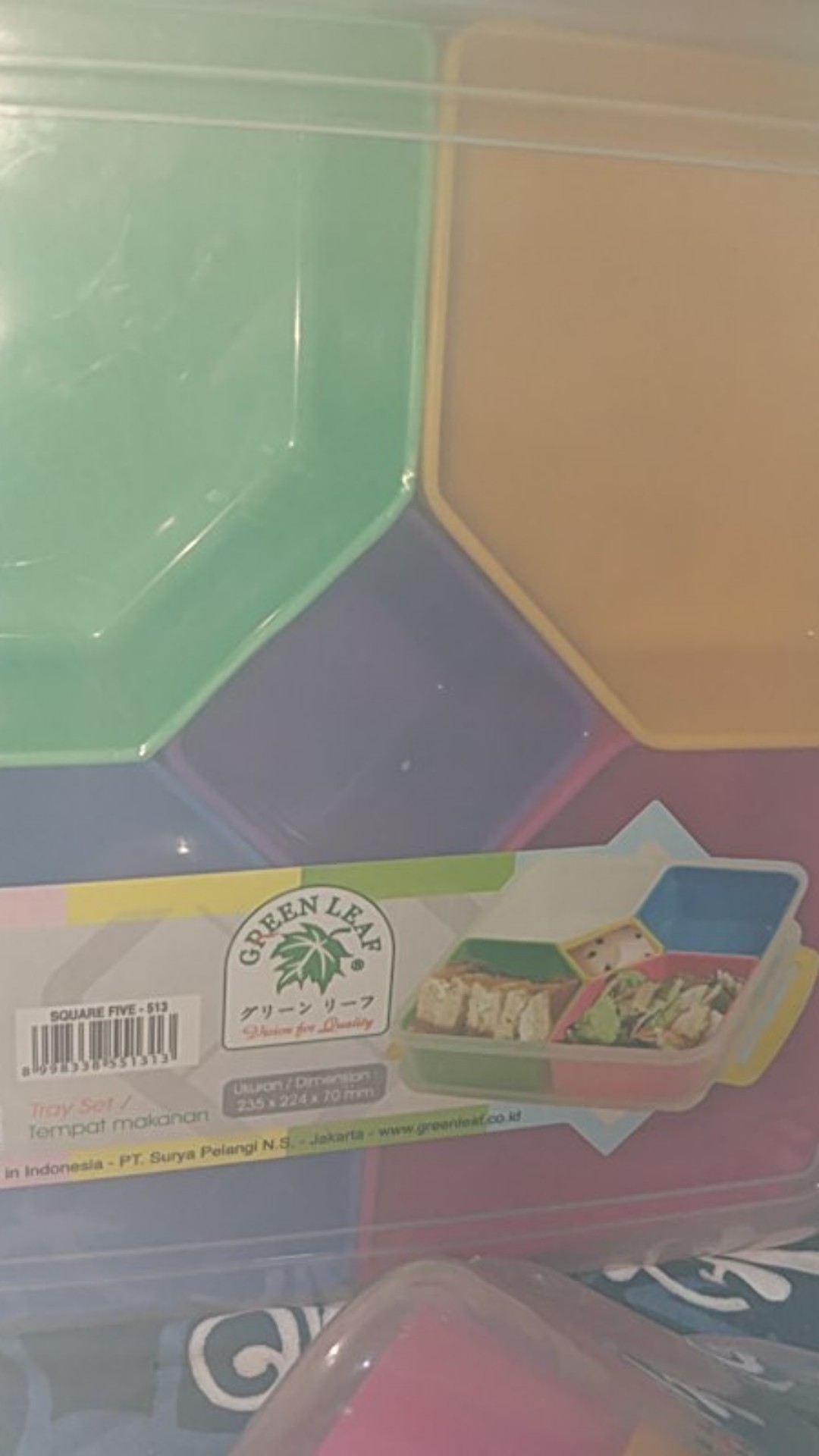 Batamgrosir.id | Toples Kue Lebaran - Kotak Kacang Tempat Cemilan 5in1 - Wadah Saji Green Leaf 513