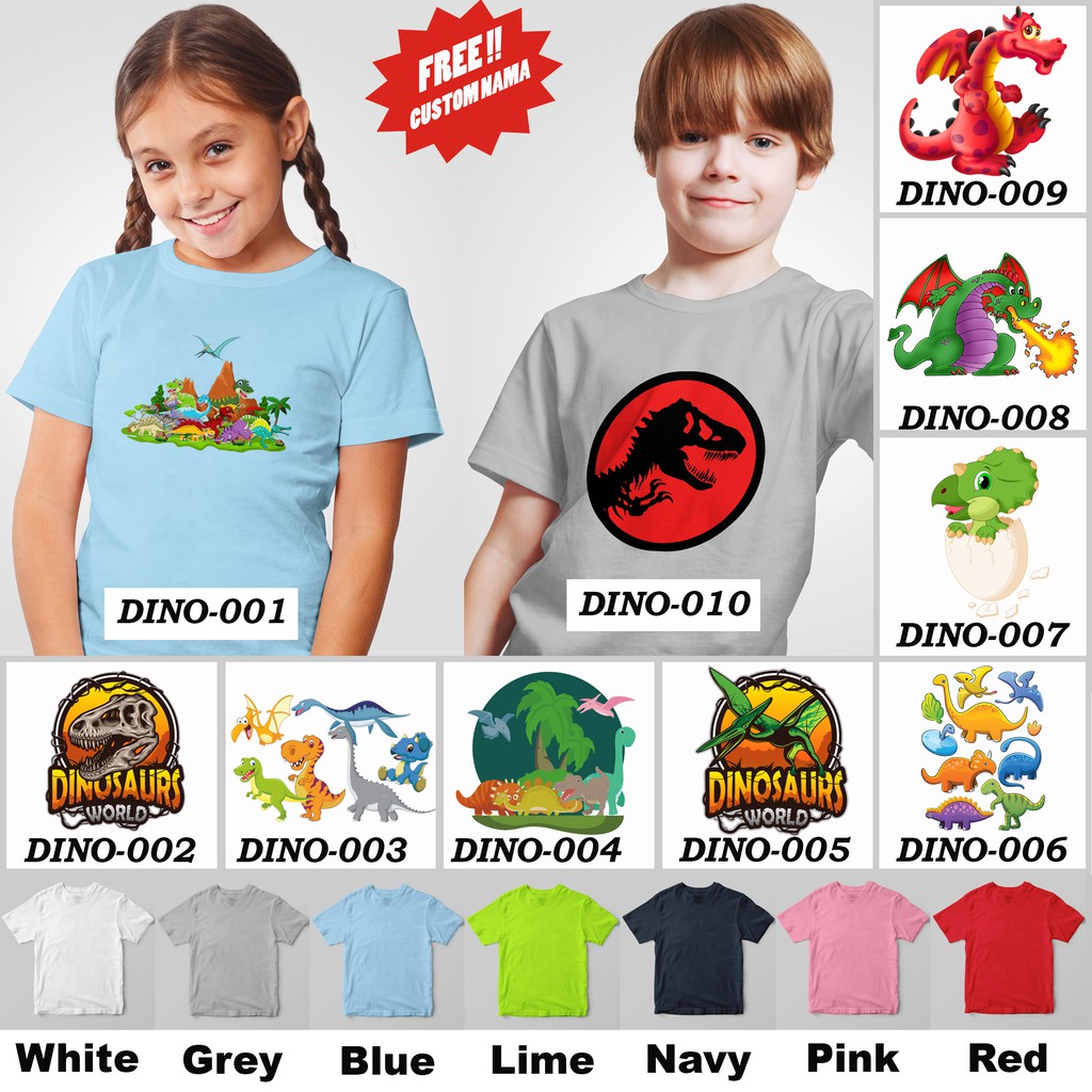 [FREE NAMA !!] Kaos Anak &amp; Family Dinosaur / Dinosaurus 100% COTTON PREMIUM