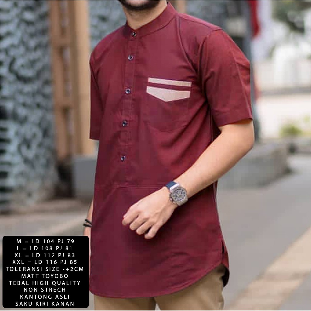 TOTOTAshop.Baju koko MODEN pria,(M-L-XL-XXL)Bahan cotton TOYOBO Tebal premium,ada kantong Asli