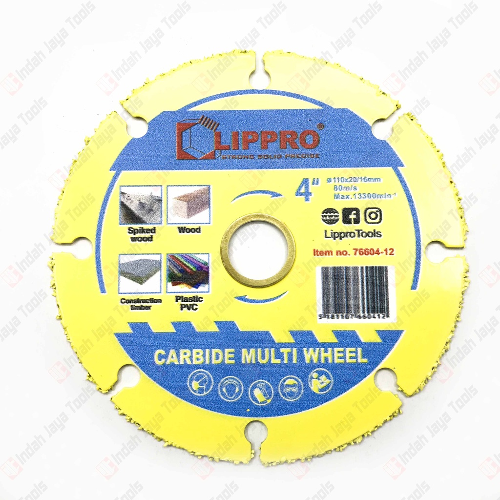 LIPPRO Carbide Multi Wheel 4 Inch - Circular Saw Cutter Mata Potong Kayu Pipa Plastik PVC Besi Beton