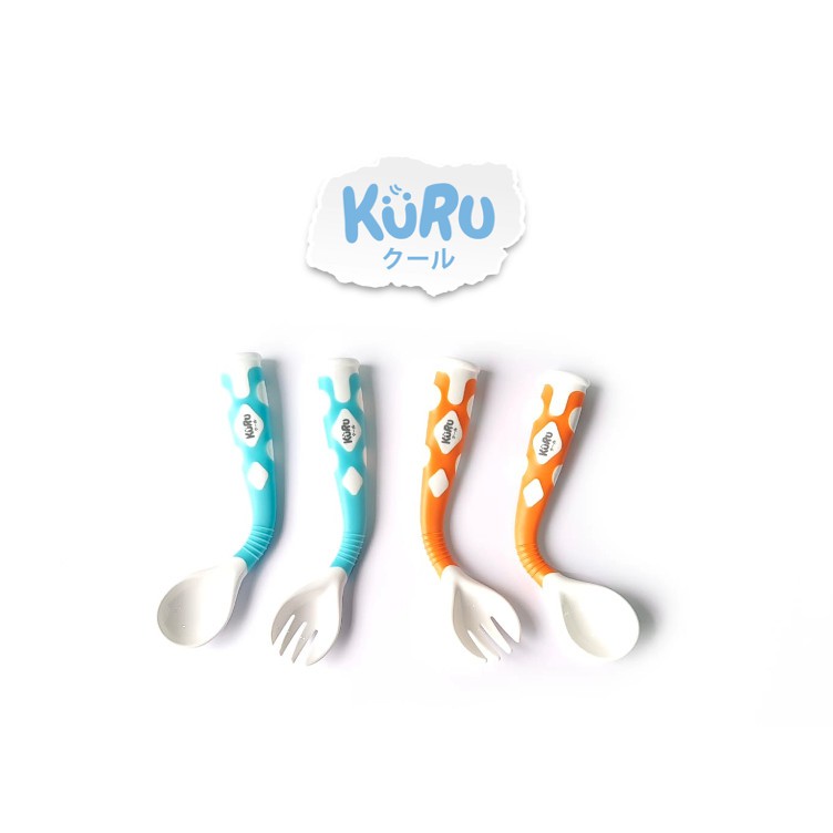 KURU Baby Flexi Fun Spoon and Fork Set | Sendok Garpu Makan Bayi - SF1