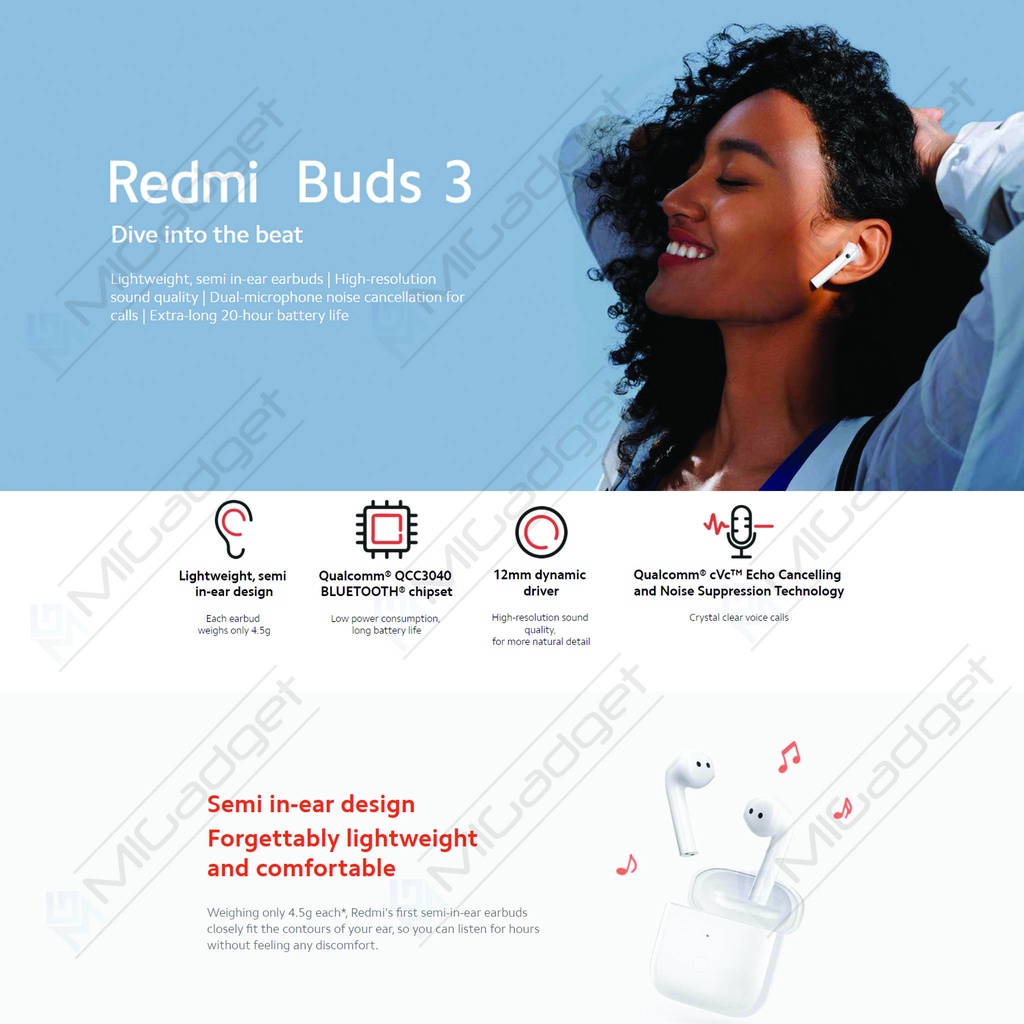 Redmi Buds 3 TWS Earphone Bluetooth - Garansi Resmi