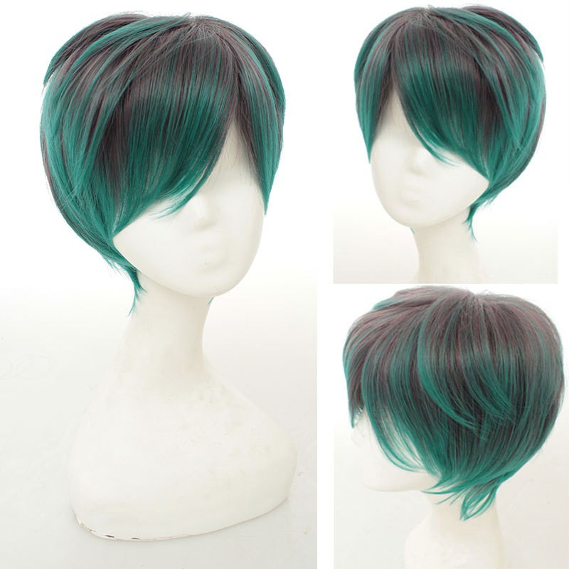 LOL-93 wig daily lolita rambut palsu gradasi cowok gray green