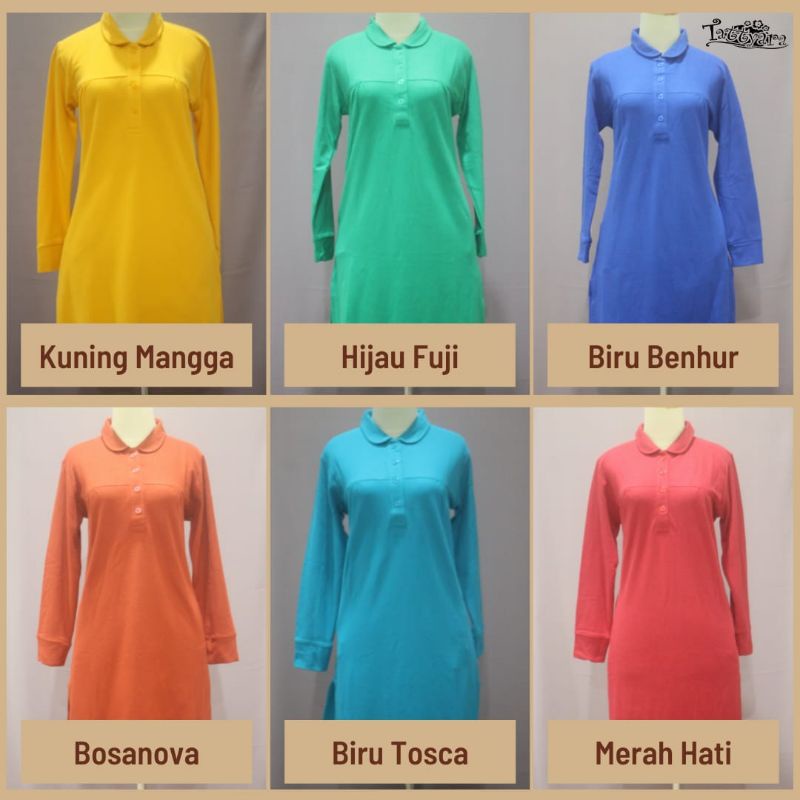 KAOS POLO BAJU TUNIC BAHAN LACOSTE PEREMPUAN TERKINI MURAH MERIAH SENAM GOES POLO SAKU M L XL XXL XXXL