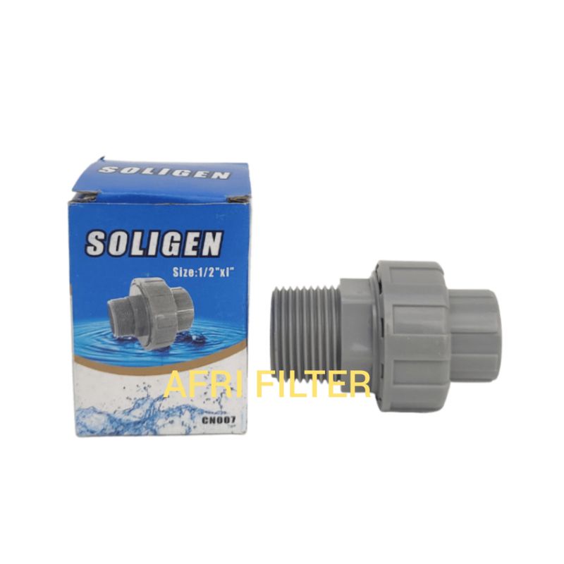 Watermur Drat SOLIGEN 1&quot;× 1/2&quot; PVC Polos Water mur Pompa Air 1 inch