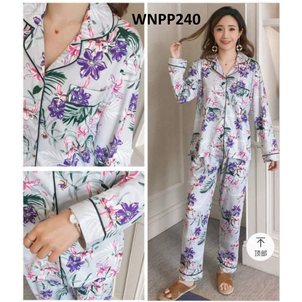 Piyama Wanita Baju Tidur Wanita Kancing Depan Motif