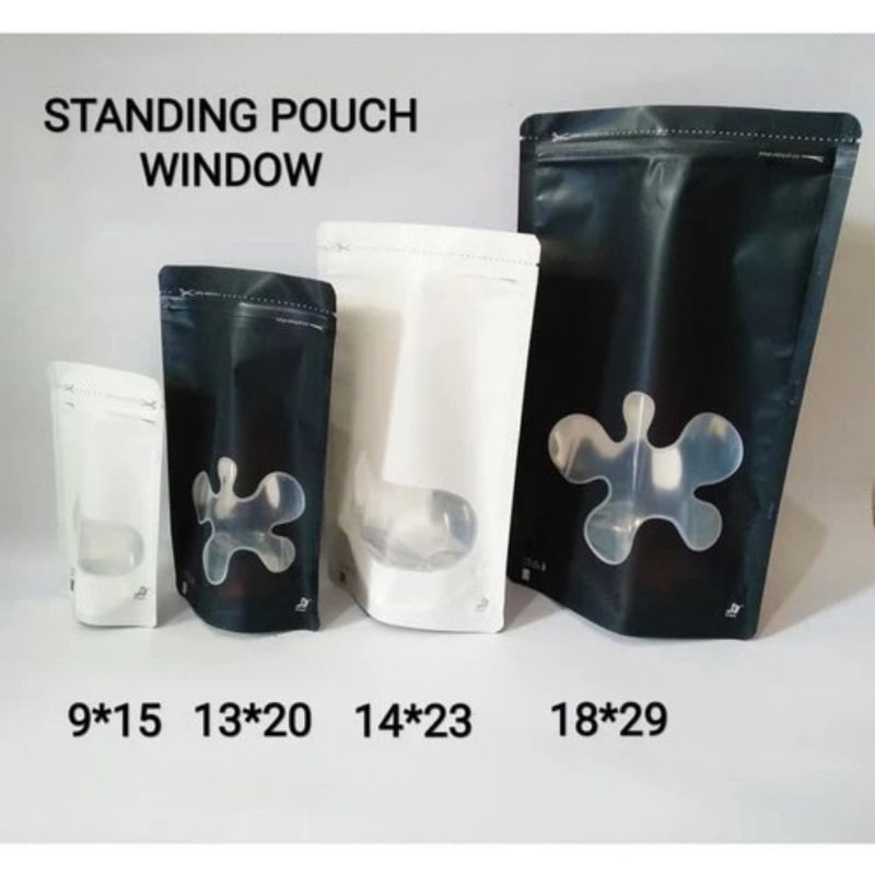 Standing Pouch Window Transmetz Putih Z Furec Ukuran 150 Gram(9*15 isi 100)