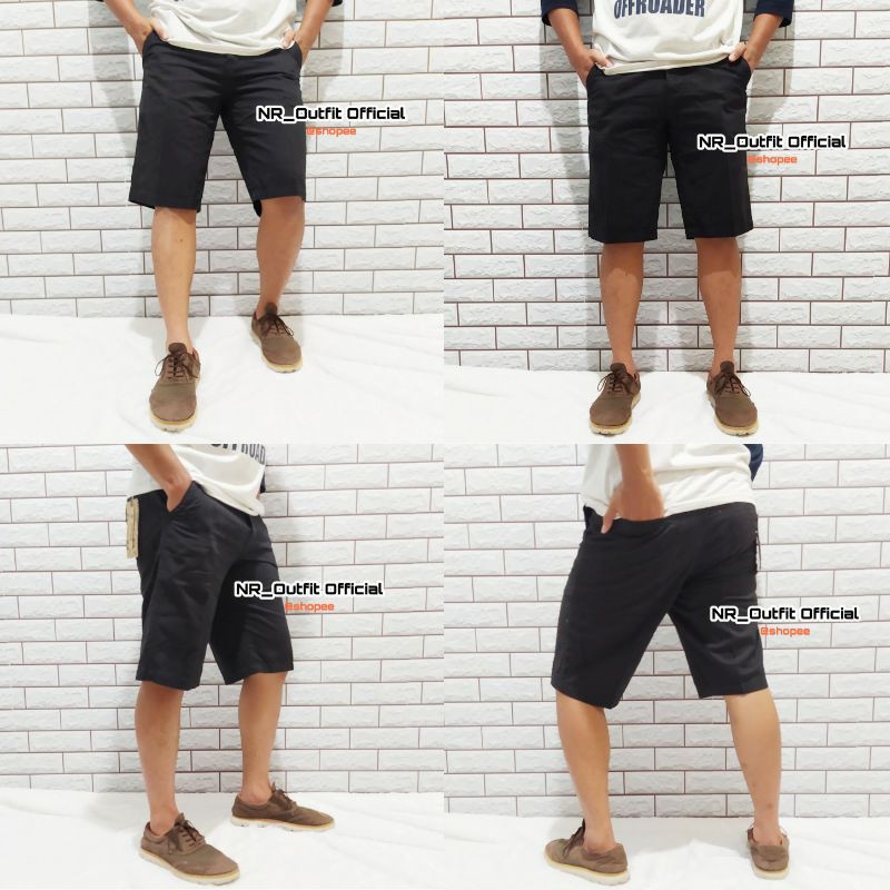 Original Dicker Canvas Premium Size 28-38 Celana Chino Pendek Pria Cotton Twill Tebal Tidak Berbulu