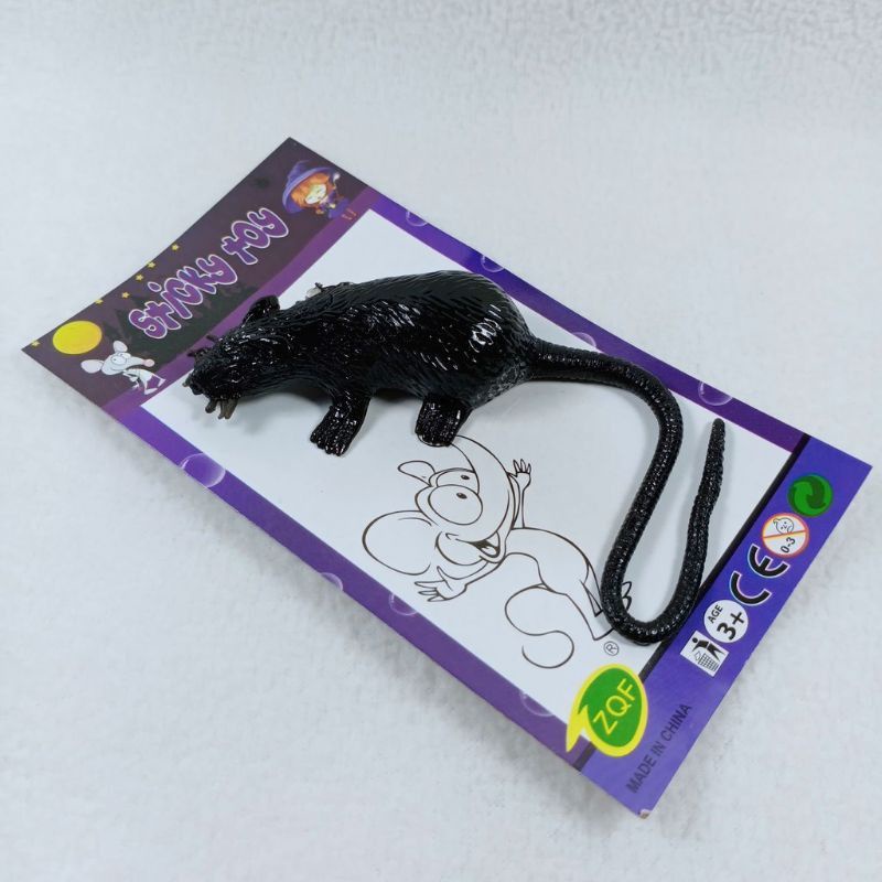 1 pcs mainan prank tikus karet elastis bisa nempel