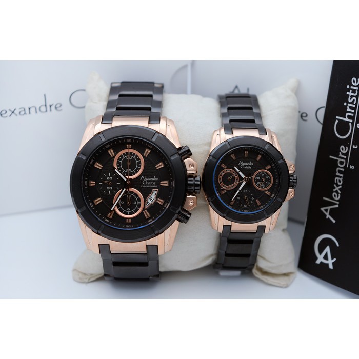 TERMURAH ALEXANDRE CHRISTIE AC 6226 COUPLE ROSEGOLD BLACK