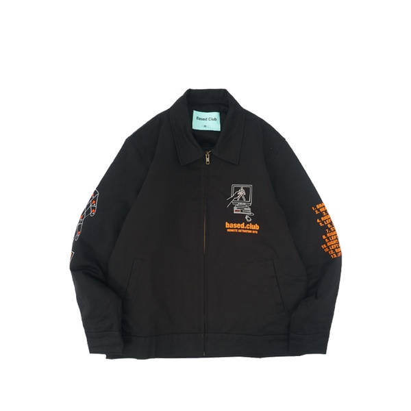 BASED CLUB FORCE BLACK LONG SHIRT WORK JACKET