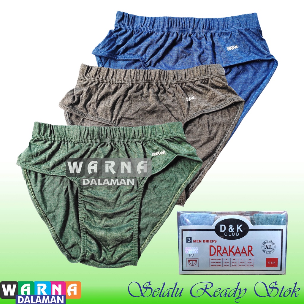 3 Pcs Celana Dalam Pria Dewasa Bahan Adem Lembut Warna Random | WARNA DALAMAN