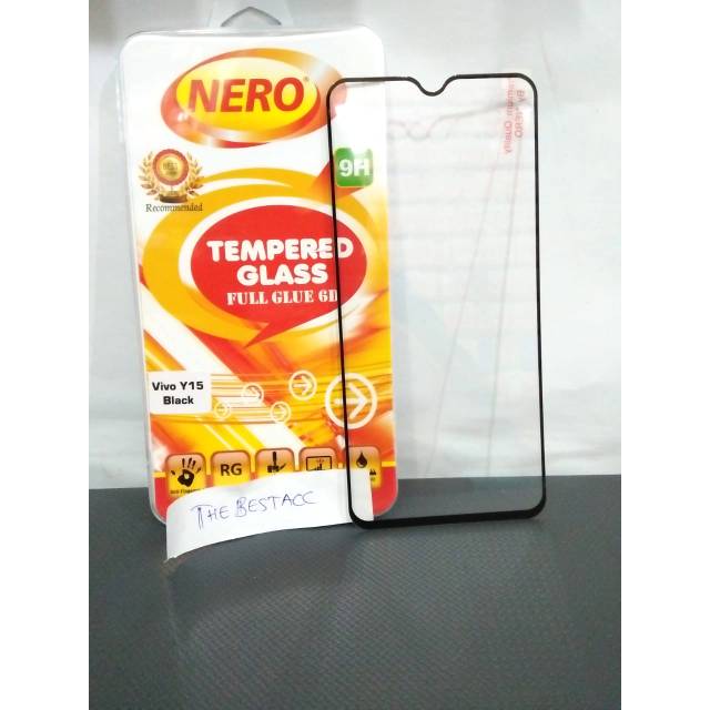TEMPERED GLASS FULL GLUE 6D VIVOY15 2019 SCREEN GUARD NERO PREMIUM 9H HITAM ORI