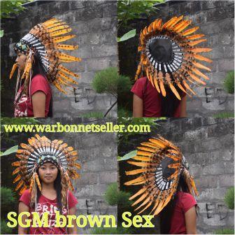 TOPI INDIAN - INDIAN HEADDRESS SMALL ANGSA MONTE ORANGE LORENG