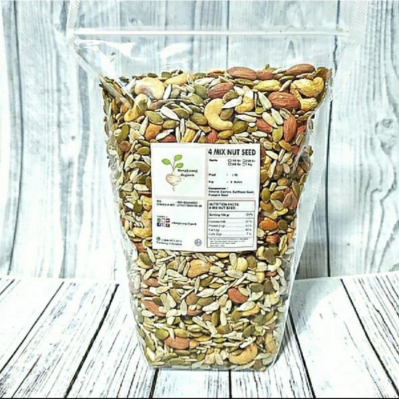 MIX NUT SEED 500gr - Almond, Cashew, Pumpkin Seed, Sunflower Seed - Roasted