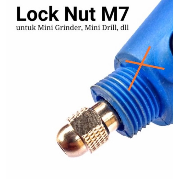 Pengunci Collet Chuck ukuran M7 M8 Lock Nut Mini Grinder Drill